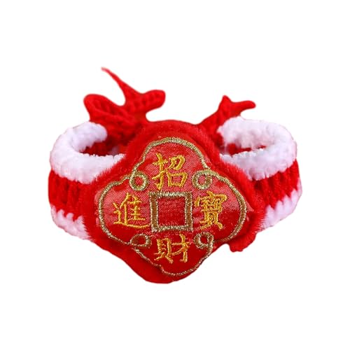 Yooghuge Katzenhalsband, Neujahrs-Haustier-Häkel-Speicheltuch mit chinesischem Stil-Anhänger, Haustierhalsband, schöne Hunde, Katzen, Bunte Halsbänder für kleine Hunde für kleine Katzen und Hunde von Yooghuge