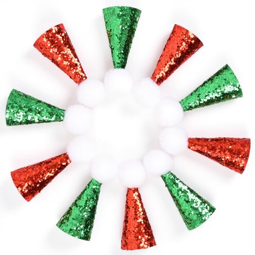 Geburtstagshut für Hunde, 10 Stück Mini-Partyhüte für Stofftiere, bunte Glitzer-Welpen- und Katzenhut mit verstellbarem Riemen für kleine Tiere, Kinder und Plüsch-Teddys (6 x 2 cm (Weihnachten)) von Yoolhamy