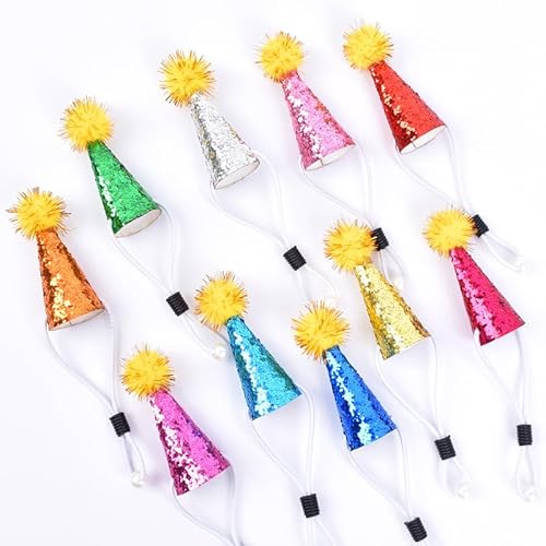 Mini-Partyhüte für Spielzeugtiere, kleine Partyhüte für Stofftierfiguren, Dinosaurier, Hamster, Vogel mit verstellbarem Riemen, 6 x 2 cm, 10 Stück Mini-Partyhüte für Spielzeugtiere, kleine Partyhüte für Stofftierfiguren, Dinosaurier, Hamster, Vogel mit verstellbarem Riemen, 6 x 2 cm, 10 Stück von Yoolhamy