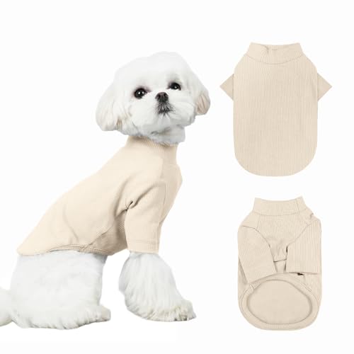 Yoolhamy Fleece-Pullover für kleine Hunde, Chihuahua, Herbst und Winter, hoher Kragen, warme Welpenkleidung, weiche Baumwolle, Haustierpullover, Mantel für kleine, mittelgroße Hunde, Katzen (Beige, L) Yoolhamy Fleece-Pullover für kleine Hunde, Chihuahua, Herbst und Winter, hoher Kragen, warme Welpenkleidung, weiche Baumwolle, Haustierpullover, Mantel für kleine, mittelgroße Hunde, Katzen (Beige, L) von Yoolhamy