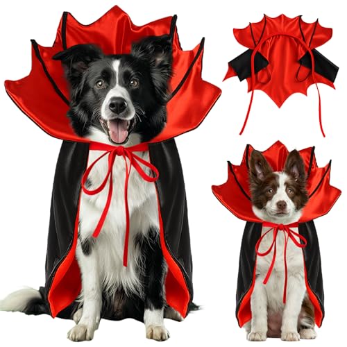 Yoolhamy Halloween Kostüm Hund Katzen für Klein Große Hundekostüm Vampir Umhang Schwarz/Rot Schwarz/Violett Katzenkostüm Dog Halloween Costume von Yoolhamy