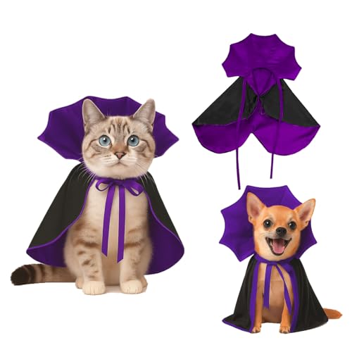 Yoolhamy Halloween-Kostüm für Hunde, Haustierumhang für kleine Welpen, Hunde, Katze, lustig, rot-schwarz, Halloween-Kostüme mit Halspanzer, verstellbarem Riemen, Idee für Vampir-Party, Cosplay (lila Yoolhamy Halloween-Kostüm für Hunde, Haustierumhang für kleine Welpen, Hunde, Katze, lustig, rot-schwarz, Halloween-Kostüme mit Halspanzer, verstellbarem Riemen, Idee für Vampir-Party, Cosplay (lila von Yoolhamy