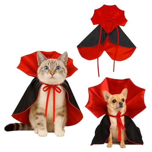 Yoolhamy Halloween-Kostüm für Hunde, Haustierumhang für kleine Welpen, Hunde, Katze, lustig, rot-schwarz, Halloween-Kostüme mit Halspanzer, verstellbarem Riemen, Idee für Vampir-Party, Cosplay (Rot, S Yoolhamy Halloween-Kostüm für Hunde, Haustierumhang für kleine Welpen, Hunde, Katze, lustig, rot-schwarz, Halloween-Kostüme mit Halspanzer, verstellbarem Riemen, Idee für Vampir-Party, Cosplay (Rot, S von Yoolhamy