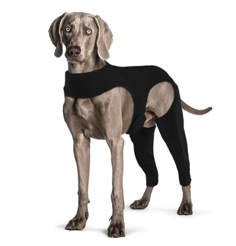 Yoolhamy Chirurgie-Genesungsanzug für Hunde, Bein-Wundschutz-Bandage, Ellenbogenschutz, Kegel-Alternative, verhindert Lecken und Beißen, langärmelige Anzüge, Beinbandage, Schwarz, Größe XXL von Yoolhamy