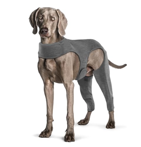 Yoolhamy Chirurgie-Genesungsanzug für Hunde, Bein-Wundschutz-Bandage, bequeme Ellbogenschutz, Kegel-Alternative, verhindert Lecken und Beißen, langärmelige Anzüge, Beinbandage, Grau, Größe XL von Yoolhamy