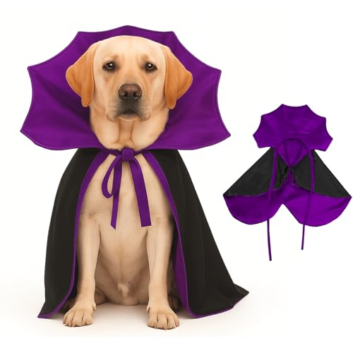 Yoolhamy Hunde-Halloween-Kostüm, Haustierumhang für große und extra Hunde, lustiges rot-schwarzes Halloween-Kostüm mit Nackenpanzer, verstellbarer Riemen, Idee für Vampir-Party, Cosplay von Yoolhamy