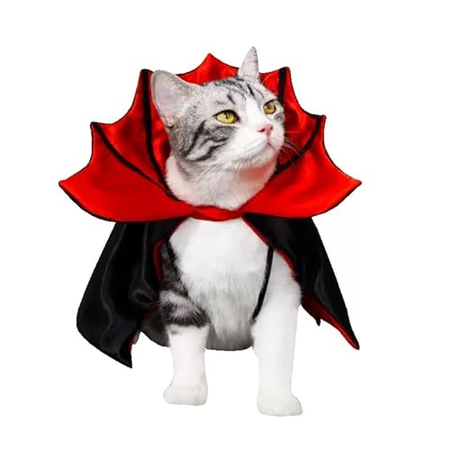 Yoolhamy Hunde-Halloween-Kostüm, Haustierumhang für kleine Welpen, Hunde, Katze, lustiges Fledermaus, rot und schwarz, Halloween-Kostüme mit Nackenpanzer, verstellbarer Riemen, Idee für Vampir-Party Yoolhamy Hunde-Halloween-Kostüm, Haustierumhang für kleine Welpen, Hunde, Katze, lustiges Fledermaus, rot und schwarz, Halloween-Kostüme mit Nackenpanzer, verstellbarer Riemen, Idee für Vampir-Party von Yoolhamy