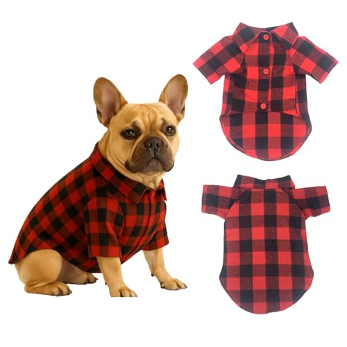 Yoolhamy Hunde-Shirt, kariert, niedlich, weich, Weihnachtskleidung, lässiges Kostüm für kleine, mittelgroße und große Hunde, Größe M, Rot Yoolhamy Hunde-Shirt, kariert, niedlich, weich, Weihnachtskleidung, lässiges Kostüm für kleine, mittelgroße und große Hunde, Größe M, Rot von Yoolhamy