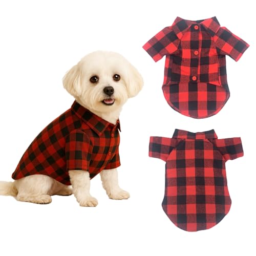 Yoolhamy Hunde-Shirt, kariert, niedlich, weich, Weihnachtskleidung, lässiges Kostüm für kleine, mittelgroße und große Hunde, Haustiere, Größe S, Rot Yoolhamy Hunde-Shirt, kariert, niedlich, weich, Weihnachtskleidung, lässiges Kostüm für kleine, mittelgroße und große Hunde, Haustiere, Größe S, Rot von Yoolhamy