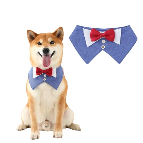 Yoolhamy Hunde Smoking Bandana, Fliege für Hunde Hochzeit, Haustier Dreieck Schal, Formale Hochzeit Party Hundehalstuch, Verstellbar Krawatte Haustier Anzug Fliege Bandana für Geburtstag Weihnachten von Yoolhamy