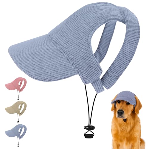 Yoolhamy Hundehut, Sonnenschutz für Hunde, Sommerschutz, niedlich, Welpen, kleine, mittelgroße und große Hunde, Baseballkappe mit Kinnriemen (Blau, L) von Yoolhamy