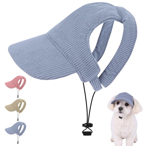 Yoolhamy Hundehut, Sonnenschutz für Hunde, Sommerschutz, niedlich, Welpen, kleine, mittelgroße und große Hunde, Baseballkappe mit Kinnriemen (Blau, M) von Yoolhamy