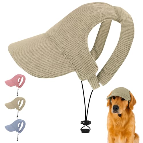 Yoolhamy Hundehut, Sonnenschutz für Hunde, Sommerschutz, niedlich, Welpen, kleine, mittelgroße und große Hunde, Baseballkappe mit Kinnriemen (Khaki, XL) von Yoolhamy