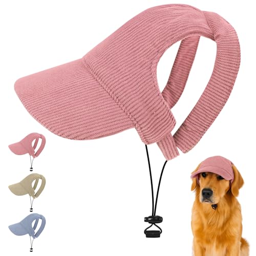Yoolhamy Hundehut, Sonnenschutz für Hunde, Sommerschutz, niedlich, Welpen, kleine, mittelgroße und große Hunde, Baseballkappe mit Kinnriemen (Rosa, L) von Yoolhamy