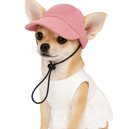 Yoolhamy Hundehut, Sonnenschutz für Hunde, Sommerschutz, niedlich, Welpen, kleine, mittelgroße und große Hunde, Baseballkappe mit Kinnriemen (Rosa, M) von Yoolhamy