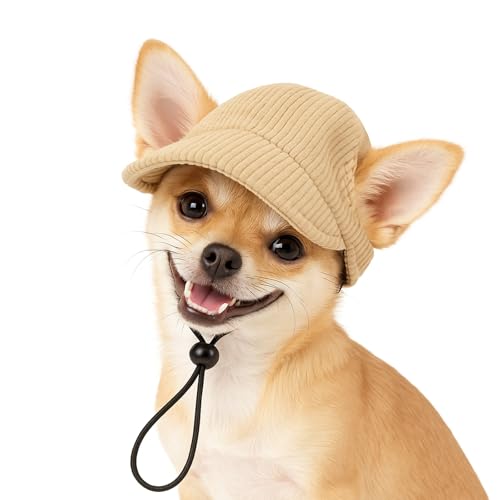 Yoolhamy Hundehut, Sonnenschutz für Hunde, Sommerschutz, niedlicher Welpe, kleine, mittelgroße und große Hunde, Baseballkappe mit Kinnriemen (Khaki, S) von Yoolhamy