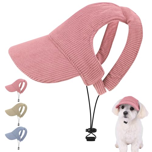 Yoolhamy Hundehut, Sonnenschutz für Hunde, Sommerschutz, niedlicher Welpe, kleine, mittelgroße und große Hunde, Baseballkappe mit Kinnriemen (Rosa, S) von Yoolhamy