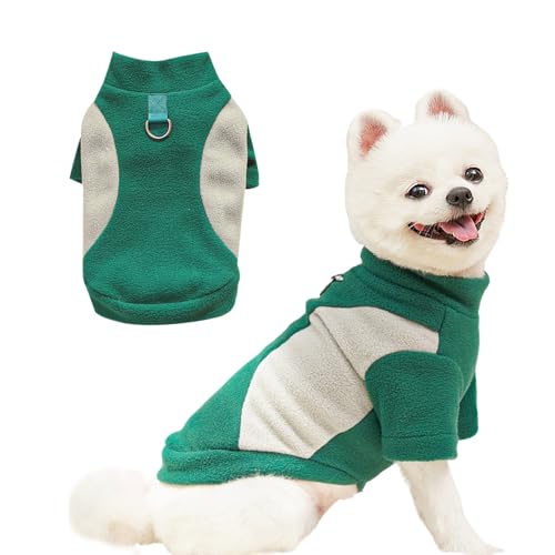 Yoolhamy Hundekleidung, Winterpullover für kleine Hunde, Fleece, warmes Outfit mit D-Ring, weicher Haustiermantel, Chihuahua, Schnauzer, Shih Tzu, Yorkie, Französische Bulldogge (Grün, M) von Yoolhamy