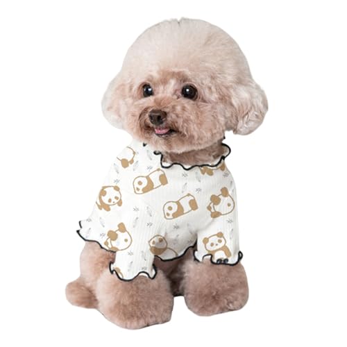 Yoolhamy Hundekleidung für kleine Hunde, Chihuahua-T-Shirt, Sommer, Herbst, Panda-Druck, dehnbare Outfits, Pullover für Pudel, Schnauzer, Shih Tzu, Yorkie (Braun, XS) von Yoolhamy