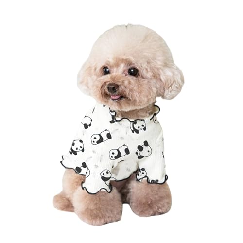 Yoolhamy Hundekleidung für kleine Hunde, Chihuahua-T-Shirt, Sommer, Herbst, Panda-Druck, dehnbare Outfits, Pullover für Pudel, Schnauzer, Shih Tzu, Yorkie (Schwarz, S) von Yoolhamy
