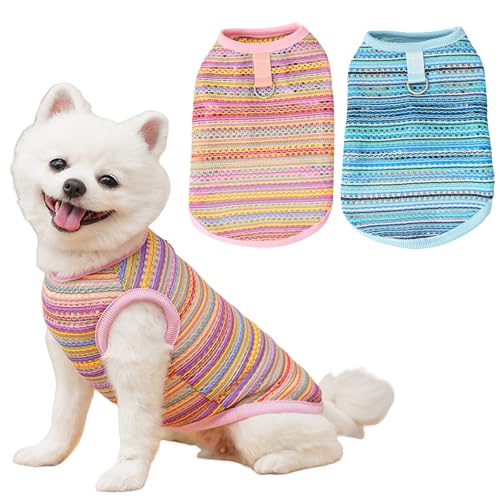 Yoolhamy Hundekleidung für kleine Hunde, Sommerweste, Pupply, T-Shirt, atmungsaktiv, ärmellos, T-Shirt für Haustiere, Chihuahua, Yorkie, Teddy, Katze, Sweatshirt (2 Stück) (S) von Yoolhamy
