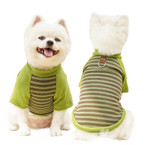 Yoolhamy Hundekleidung für kleine Hunde, warm, gestreift, mit Leinenring, weiche Sweatshirts für Chihuahua, Schnauzer, Shih Tzu, Yorkie, Französische Bulldogge, Grün, XL von Yoolhamy