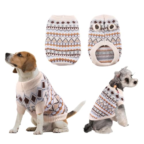 Yoolhamy Hundepullover, Weihnachten Pullover für Kleine mittelgroße Hunde Weihnachtspullover Hund Dicken Hundepulli Warm Hunde Pullis für Chihuahua Französische Bulldogge (Beige, S) von Yoolhamy