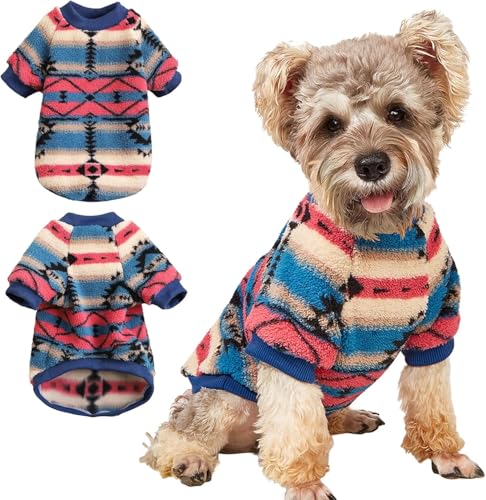 Yoolhamy Hundepullover für Kleine Hunde, Fleece Hunde Pullover, Winter Hundepulli, Ethnische Boho Winterkleidung Weich und warm Pullover Hund Thermische Welpen Dog Sweater (Pink, L) von Yoolhamy