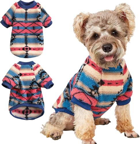 Yoolhamy Hundepullover für Kleine Hunde, Fleece Hunde Pullover, Winter Hundepulli, Ethnische Boho Winterkleidung Weich und warm Pullover Hund Thermische Welpen Dog Sweater (Pink, S) von Yoolhamy
