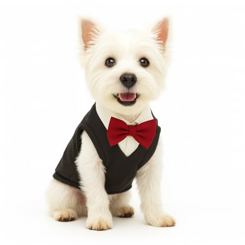 Yoolhamy Hundepullover mit Fliege, Winterkleidung, Haustier-Smoking-Outfits für kleine mittelgroße Hunde, warmer Fleecekostüm, Pullover für Chihuahua, Schnauzer, Shih Tzu, Yorkie, Weihnachten Yoolhamy Hundepullover mit Fliege, Winterkleidung, Haustier-Smoking-Outfits für kleine mittelgroße Hunde, warmer Fleecekostüm, Pullover für Chihuahua, Schnauzer, Shih Tzu, Yorkie, Weihnachten von Yoolhamy