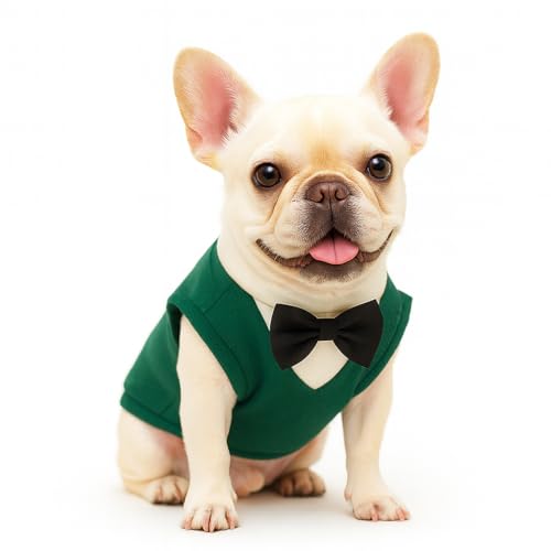 Yoolhamy Hundepullover mit Fliege, Winterkleidung, Haustier-Smoking-Outfits für kleine und mittelgroße Hunde, warmer Fleece-Pullover für Chihuahua, Schnauzer, Shih Tzu, Yorkie, Weihnachten, Geburtstag von Yoolhamy