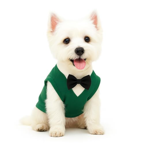 Yoolhamy Hundepullover mit Fliege, Winterkleidung, Haustier-Smoking-Outfits für kleine und mittelgroße Hunde, warmer Fleece-Pullover für Chihuahua, Schnauzer, Shih Tzu, Yorkie, Weihnachten, Geburtstag von Yoolhamy