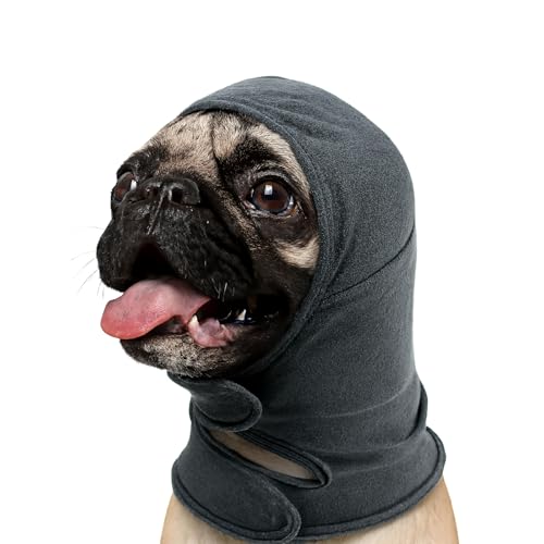 Yoolhamy Hundeschutz, Gehörschutz für Hunde, Angstzustände, beruhigende Kapuze, Ohrenschützer, Lärmschutz, Kopfbedeckung ohne Schütteln, Kopfwickel für die Fellpflege von Feuerwerk (Grau, M) von Yoolhamy