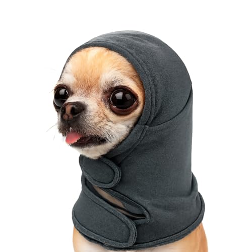 Yoolhamy Hundeschutz, Gehörschutz für Hunde, Angstzustände, beruhigende Kapuze, Ohrenschützer, Lärmschutz, Kopfbedeckung ohne Schütteln, Kopfwickel für die Fellpflege von Feuerwerk (Grau, S) von Yoolhamy