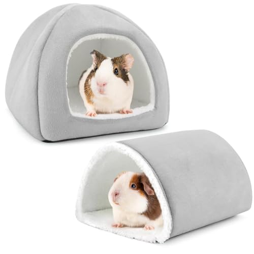 Yoolhamy Meerschweinchenhaus und Kaninchentunnel, 2 Stück, Meerschweinchenbett und Versteck, Zubehör für Frettchen, Hamster, Hasen, Igel, kleine Haustiere, Käfigversteck (grau) von Yoolhamy