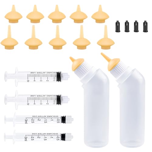 Yoolight 20PCS Haustier Stillflasche mit gelb Ersatz Mini Nippel Fütterungsflasche, Fütterungs-Kit für Kätzchen Welpen für Neugeborene Kätzchen, Welpen, Kleintiere ﻿ von Yoolight