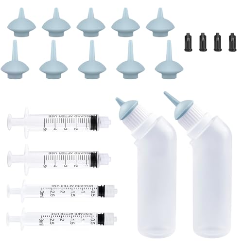Yoolight 20PCS Haustier Stillflasche mit grauem Ersatz Mini Nippel Fütterungsflasche, Fütterungs-Kit für Kätzchen Welpen für Neugeborene Kätzchen, Welpen, Kleintiere, von Yoolight