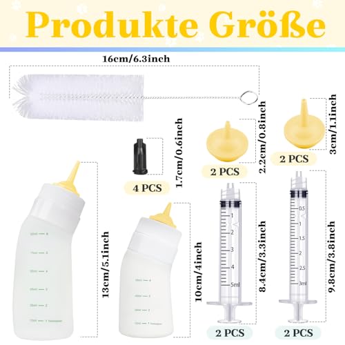 Yoolight Kätzchen und Welpen Flasche Fütterung Kit, Kätzchen Silikon Flaschen, Zitzen Mini und Spritzen für Haustier Hund Welpen Kätzchen und kleine Baby Tiere ﻿ (gelb) von Yoolight