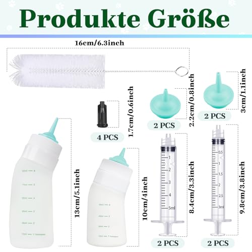 Yoolight Kätzchen und Welpen Flasche Fütterung Kit, Kätzchen Silikon Flaschen, Zitzen Mini und Spritzen für Haustier Hund Welpen Kätzchen und kleine Baby Tiere ﻿ (grün) von Yoolight
