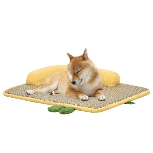 Yoonnie room Kühlmatte für Hunde mit Wärmeableitung, Rattan, Katzenkühlkissen mit weichem L-förmigem Kissen, Haustier-Kühlmatte für Hunde und Katzen, Sommer, Gelb, Größe XL Yoonnie room Kühlmatte für Hunde mit Wärmeableitung, Rattan, Katzenkühlkissen mit weichem L-förmigem Kissen, Haustier-Kühlmatte für Hunde und Katzen, Sommer, Gelb, Größe XL von Yoonnie room