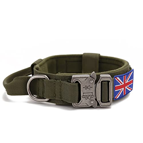 YoothBro Taktisches K9 Militär-Hundehalsband, verstellbares Nylon-Hundehalsband mit robuster Metallschnalle für mittelgroße und große Hunde, XL, Grün von YoothBro