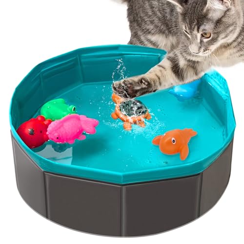 Yopetox Katzen-Pool-Spielzeug, Wasserspielzeug für Katzen, bestes Katzenspielzeug für gelangweilte Indoor-Katzen, Jagdspielzeug für Indoor-Katzen, tragbare Spielmatte, Haustier-Schwimmbad zur von Yopetox