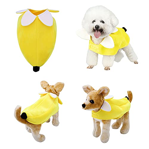 Yoption Haustierkostüme für Hunde und Katzen, Bananenmotiv, Halloween-Kostüm, Cosplay-Kleid mit Kapuze, Größe XL von Yoption