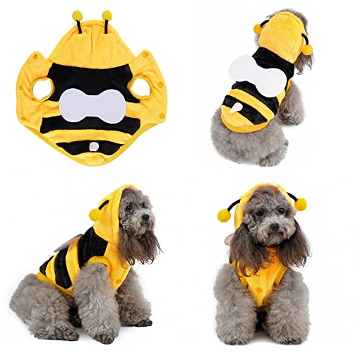 Yoption Hunde-/Katzen-Bienen-Kostüme, Haustier-Halloween-Weihnachts-Cosplay-Kleid, lustige Outfits, Kleidung für Welpen, Hunde, Kätzchen(M) von Yoption