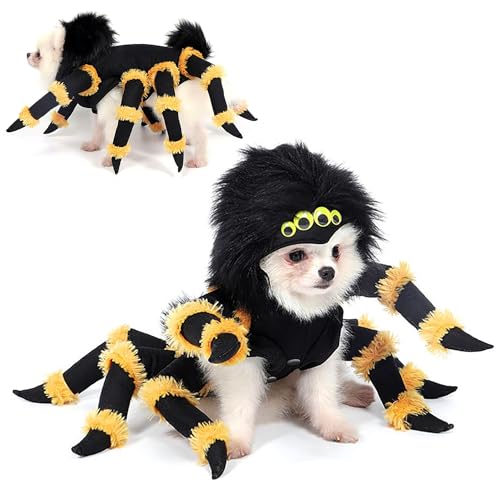 Yoption Hunde-/Katzen-Spinnenkostüm, lustiges Haustier-Halloween-Kostüm, Weihnachten, Cosplay-Kleid, Outwear, Mantel, Bekleidung mit Kapuze, Größe M von Yoption