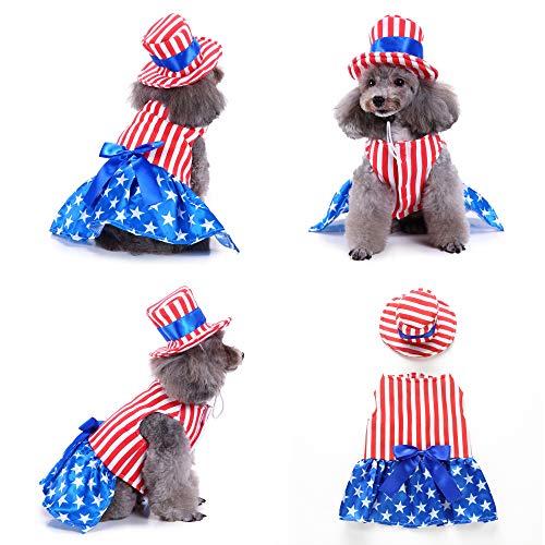 Yoption Kostüm für Hunde und Katzen, 4. Juli, amerikanische Flagge, patriotisch, Unabhängigkeitstag, Haustier, Cosplay, Kleidung mit Hut (XL) von Yoption