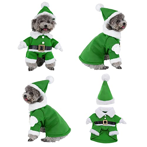 Yoption Weihnachten Elf Hund Katze Kostüm mit Hut, Lustiges Haustier Weihnachten Cosplay Winter Warm Mantel Kleidung Outfit Bekleidung (L) von Yoption