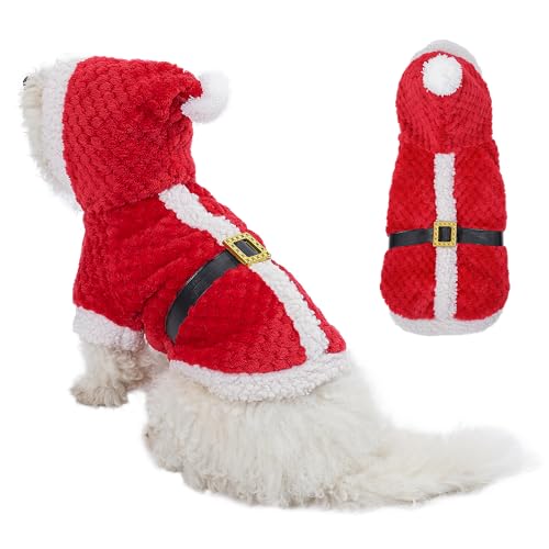 Yoption Weihnachten Haustier Santa Claus Cosplay Hund Katze Kostüm Lustige Haustier Weihnachten Winter Warm Mantel Kleidung Hoodie Outfit Apparel (L) von Yoption