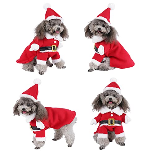 Yoption Weihnachten Weihnachtsmann Hund Katze Kostüm mit Hut, Lustiges Haustier Weihnachten Cosplay Winter Warm Mantel Kleidung Outfit Bekleidung (L) von Yoption