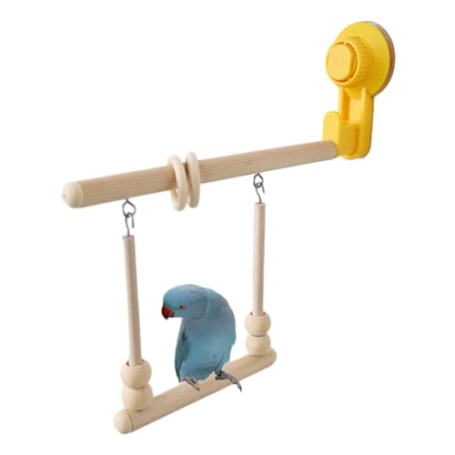 Yorajuy Sittichschaukel | Holzspielzeug für Papageien, Vogelsuche, Wandspielzeug mit Standstange, hängender Saugnapf, Spielzeug, Zubehör, Sittich, Klettern, Stehspielzeug für kleine, mittelgroße und Yorajuy Sittichschaukel | Holzspielzeug für Papageien, Vogelsuche, Wandspielzeug mit Standstange, hängender Saugnapf, Spielzeug, Zubehör, Sittich, Klettern, Stehspielzeug für kleine, mittelgroße und von Yorajuy